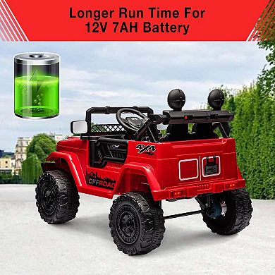 12V 2-Seater Kids Ride-On Truck, Electric Off-Road Car w/ Remote, LED Lights, Music, Suspension