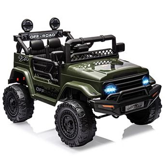 12V 2-Seater Kids Ride-On Truck, Electric Off-Road Car w/ Remote, LED Lights, Music, Suspension