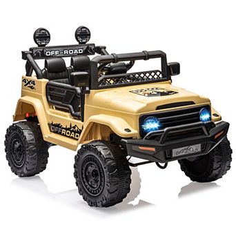 12V 2-Seater Kids Ride-On Truck, Electric Off-Road Car w/ Remote, LED Lights, Music, Suspension
