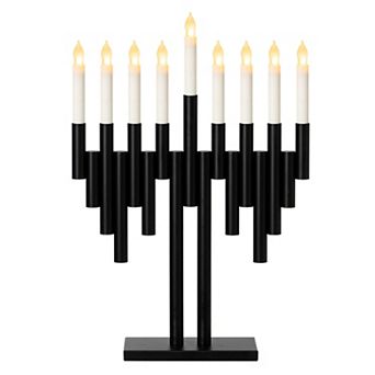 Vintiquewise Modern 9-Branch Hanukkah Menorah with LED Candles Decorative Centerpiece