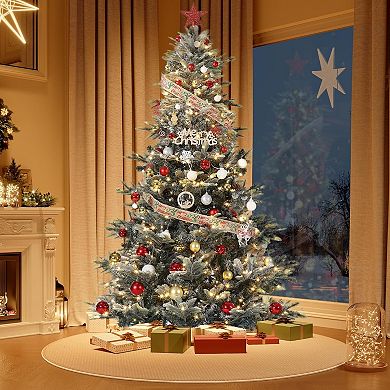 Pre-Lit Snow Flocked Christmas Tree with Incandescent Warm White Lights