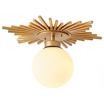 Parrot Unlce 18" Antique Brass Glass Globe 1-Light Semi Flush Mount Ceiling Light