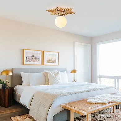 Parrot Unlce 18" Antique Brass Glass Globe 1-Light Semi Flush Mount Ceiling Light