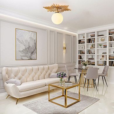 Parrot Unlce 18" Antique Brass Glass Globe 1-Light Semi Flush Mount Ceiling Light