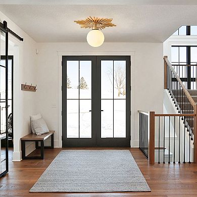 Parrot Unlce 18" Antique Brass Glass Globe 1-Light Semi Flush Mount Ceiling Light