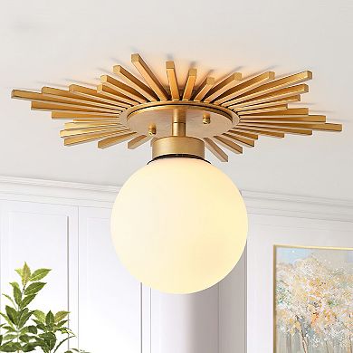 Parrot Unlce 18" Antique Brass Glass Globe 1-Light Semi Flush Mount Ceiling Light