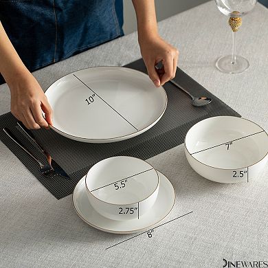 Perlaceo Luxurious Collection of 16-Piece White with Gold Rim Bone China Dinnerware Set