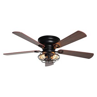 48" Industrial Metal Cage Low Profile Ceiling Fan with Remote