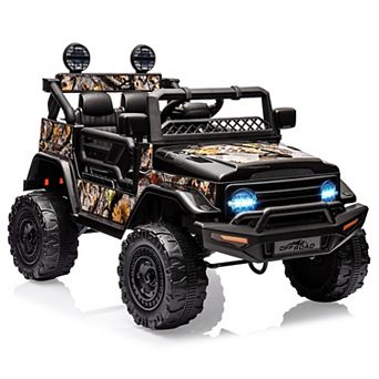 12V 2-Seater Kids Ride-On Truck, Electric Off-Road Car w/ Remote, LED Lights, Music, Suspension