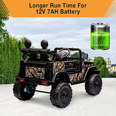 12V 2-Seater Kids Ride-On Truck, Electric Off-Road Car w/ Remote, LED Lights, Music, Suspension