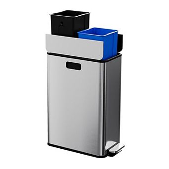 Fancihabor 15-Gallon dual compartment trash can, silver