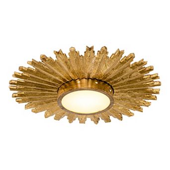 Parrot Uncle 22" Vintage Gold Sunburst LED Flush Mount Ceiling Light