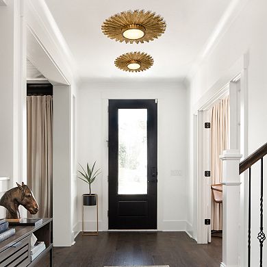 Parrot Uncle 22" Vintage Gold Sunburst LED Flush Mount Ceiling Light