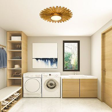 Parrot Uncle 22" Vintage Gold Sunburst LED Flush Mount Ceiling Light