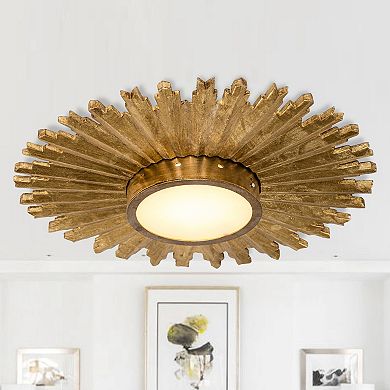 Parrot Uncle 22" Vintage Gold Sunburst LED Flush Mount Ceiling Light
