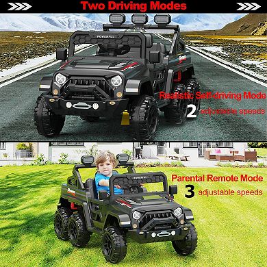 24V 6-Wheel Kids Ride On Car, 4WD Switchable Electric Vehicles, Remote, 3 Speeds, Bluetooth & LED