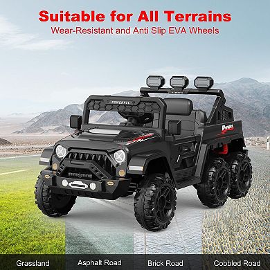 24V 6-Wheel Kids Ride On Car, 4WD Switchable Electric Vehicles, Remote, 3 Speeds, Bluetooth & LED