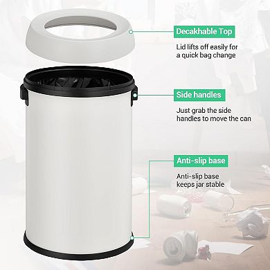 Fancihabor 17 Gallon/65L White Open Top Trash Can