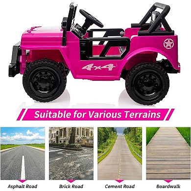 12V Kids Ride-On Truck, Electric Car w/Remote, 25W Motors, MP3, LED Lights, Double Doors