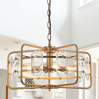 Parrot Unlce 18" Modern Gold 4-Light Crystal Chandelier Fixture Ceiling Light