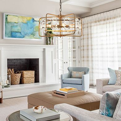 Parrot Unlce 18" Modern Gold 4-Light Crystal Chandelier Fixture Ceiling Light