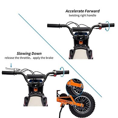 24V Electric Dirt Bike for Kids 250W Off-Road Motorcycle 13.6MPH w/Twist Throttle, Metal Suspension