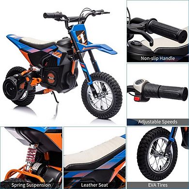 24V Electric Dirt Bike for Kids 250W Off-Road Motorcycle 13.6MPH w/Twist Throttle, Metal Suspension