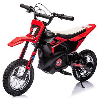 24V Electric Dirt Bike for Kids 250W Off-Road Motorcycle 13.6MPH w/Twist Throttle, Metal Suspension