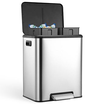 Fancihabor Set of 2 x 4 Gallon steel pedal recycle bins with lids & inner buckets