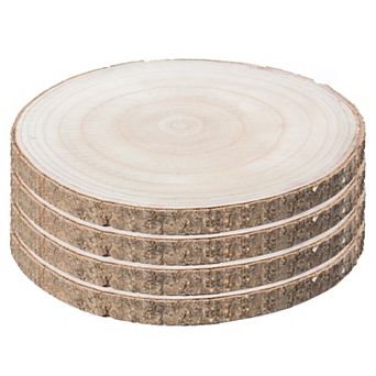 Barky Natural Wood Slabs Rustic Ornament Slice Tray Table Charger 14" set of 4