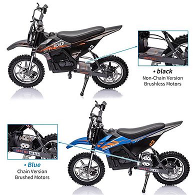 36V Electric Dirt Bike, 15.5MPH Off-Road Motorcycle w/500W Brushed Motor, Disc Brake, LED Light