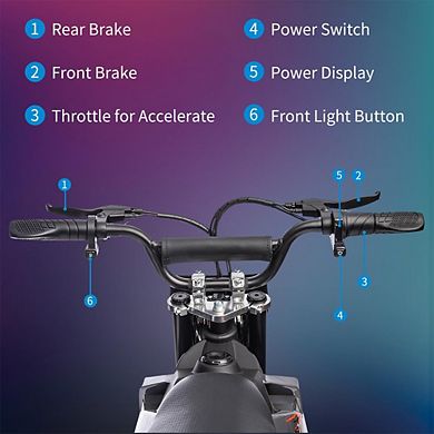 36V Electric Dirt Bike, 15.5MPH Off-Road Motorcycle w/500W Brushed Motor, Disc Brake, LED Light
