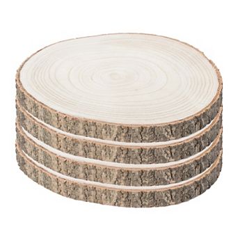 Barky Natural Wood Slabs Rustic Ornament Slice Tray Table Charger 12" set of 4