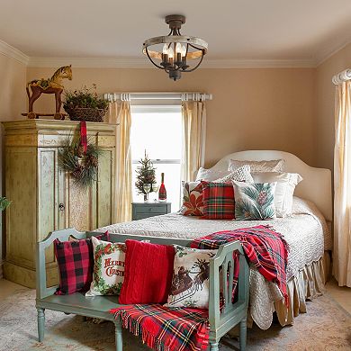 Parrot Uncle Rusted Brown Wood 4-Light Semi-Flush Mount Ceiling Light