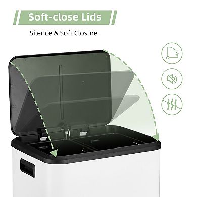 Fancihabor 2 x 4 Gallon Stainless Steel Pedal Recycle Bins with Lids and Removable Inner Buckets