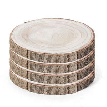 Barky Natural Wood Slabs Rustic Ornament Slice Tray Table Charger 10" set of 4