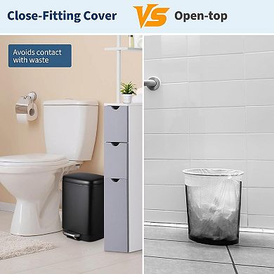 Fancihabor 3.2 Gallon Stainless Steel Trash Can, Step-On Waste Bin with Soft-Close Lid