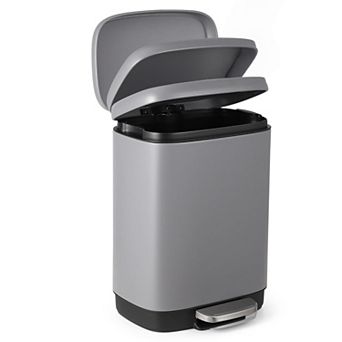 Fancihabor 3.2 Gallon Stainless Steel Trash Can, Step-On Waste Bin with Soft-Close Lid
