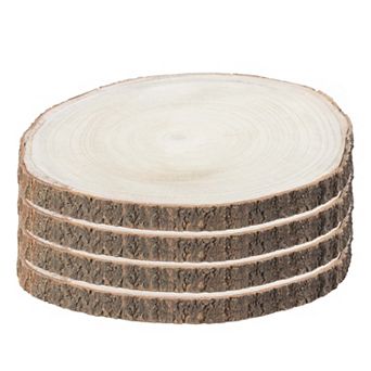 Barky Natural Wood Slabs Rustic Ornament Slice Tray Table Charger 16" set of 4