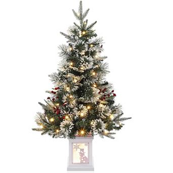 3ft Small Pre-Lit Christmas Tree with 78 Multi-Color LED Lights, Artificial Mini Xmas Decor