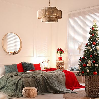 Parrot Uncle Bohemian Brown Hemp Rope Tiered Drum Chandelier Light