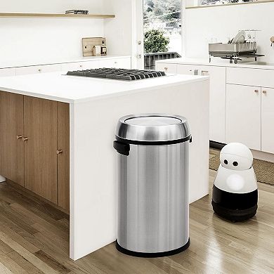 Fancihabor Rotating Lid Anti-Fingerprint Stainless Steel Trash Can for Outdoor, Home, Office