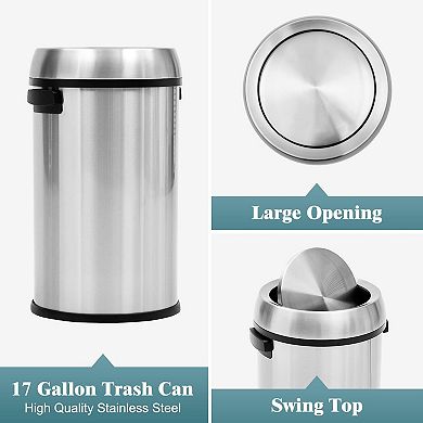 Fancihabor Rotating Lid Anti-Fingerprint Stainless Steel Trash Can for Outdoor, Home, Office