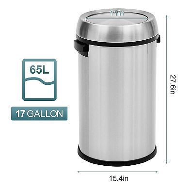 Fancihabor Rotating Lid Anti-Fingerprint Stainless Steel Trash Can for Outdoor, Home, Office