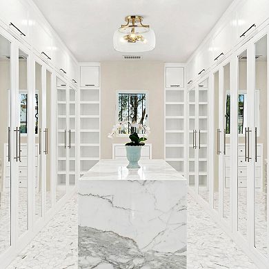 Parrot Unlce Modern Gold 3-Light Glass Semi Flush Mount Fixture Ceiling Light