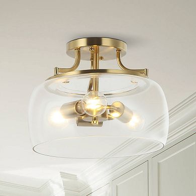 Parrot Unlce Modern Gold 3-Light Glass Semi Flush Mount Fixture Ceiling Light