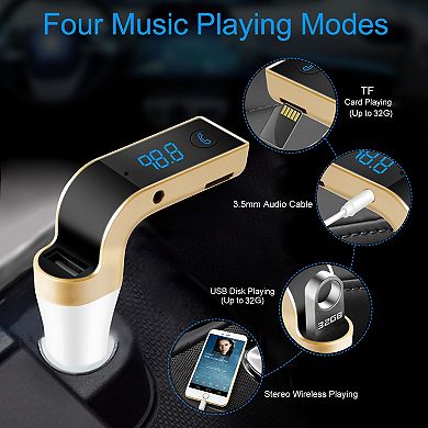 Wireless Car FM Adapter USB Charger, Hands-Free Calling, MP3/TF Card, LCD Display