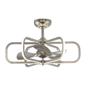 29" Modern Nickel Bladeless LED Ceiling Fan Chandelier with Light and Remote