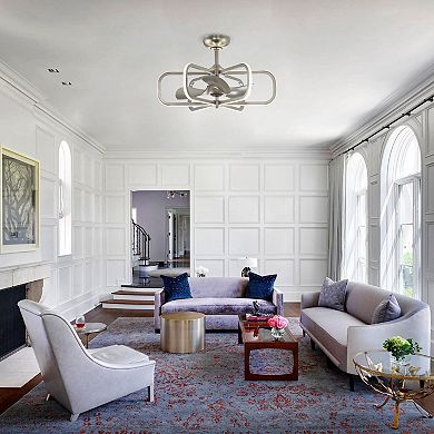 29" Modern Nickel Bladeless LED Ceiling Fan Chandelier with Light and Remote