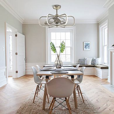 29" Modern Nickel Bladeless LED Ceiling Fan Chandelier with Light and Remote